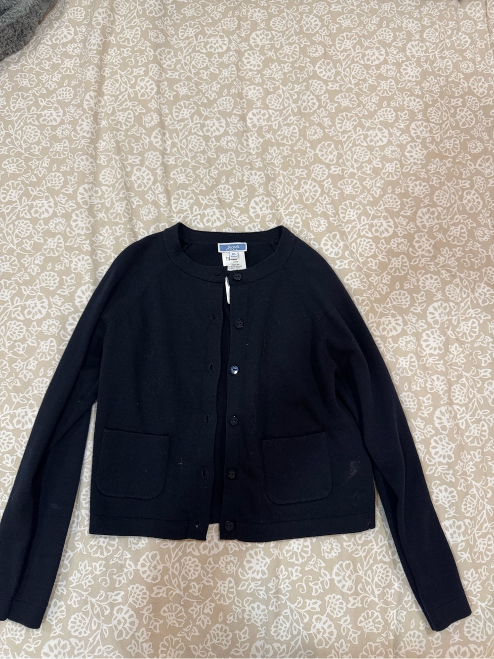 Jacadi Blue Crewneck Button-Front Cardigan and Skirt Set